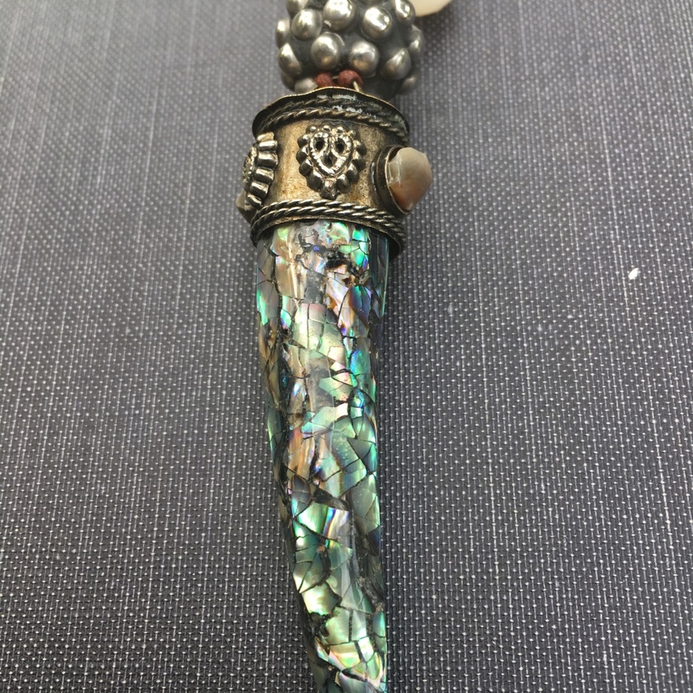 Abalone mosaic claw boho gypsy necklace